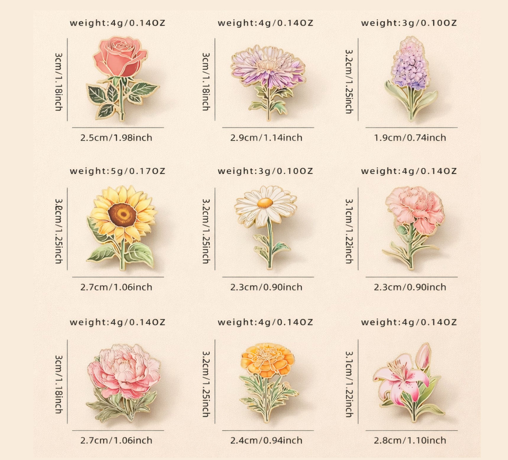 Set de Pines Florales